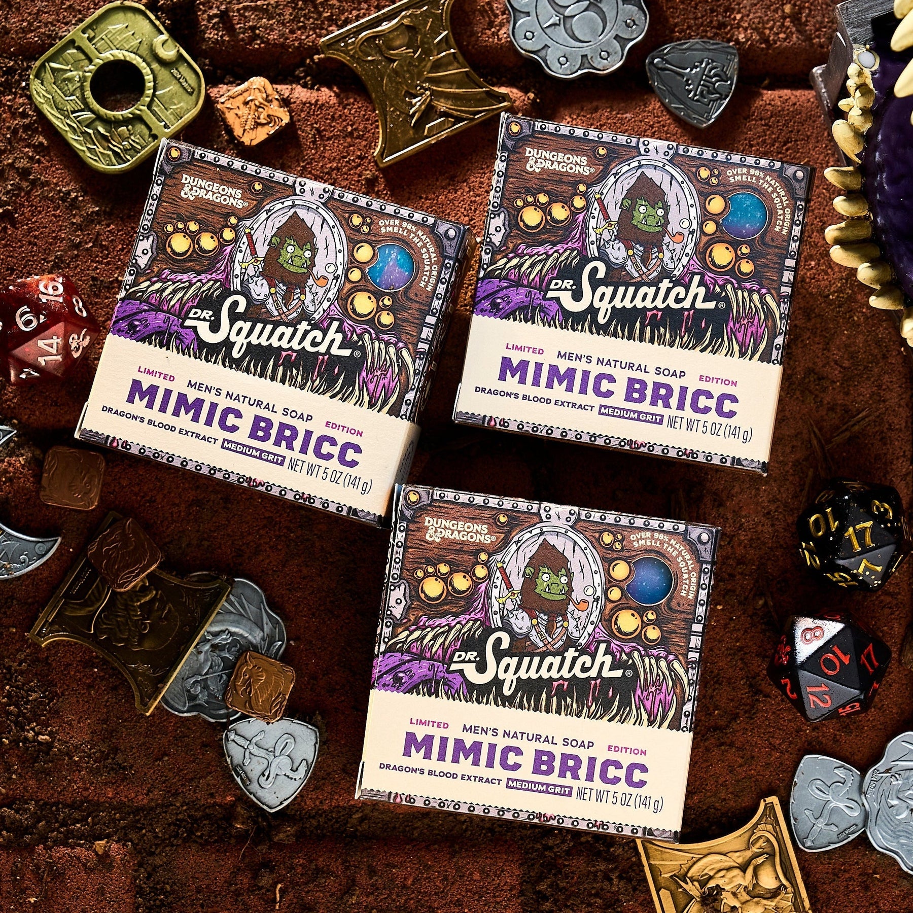 Dungeons & Dragons Mimic Bricc 3-Pack - Dr. Squatch Exclusive Limited Edition Bar Soap - Urban Hydration-Kit