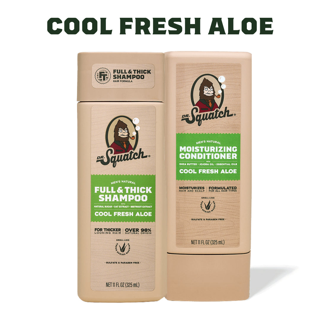 Dr. Squatch Hair Care Kit + Scalp Scrubber | Full & Thick Shampoo | Moisturizing Conditioner | Natural Products for Men - Comfort Starter-Collection