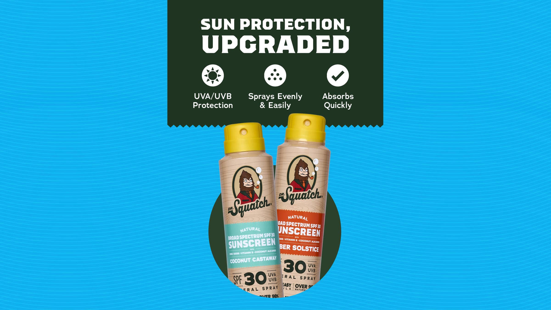 Dr. Squatch Spray Sunscreen 2-Pack | SPF 30 UVA/UVB Protection | Non-Greasy Mineral Sunscreen for Men - Smart Easy-Start