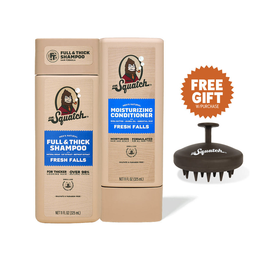 Dr. Squatch Hair Care Kit + Scalp Scrubber | Full & Thick Shampoo | Moisturizing Conditioner | Natural Products for Men - Comfort Starter-Collection