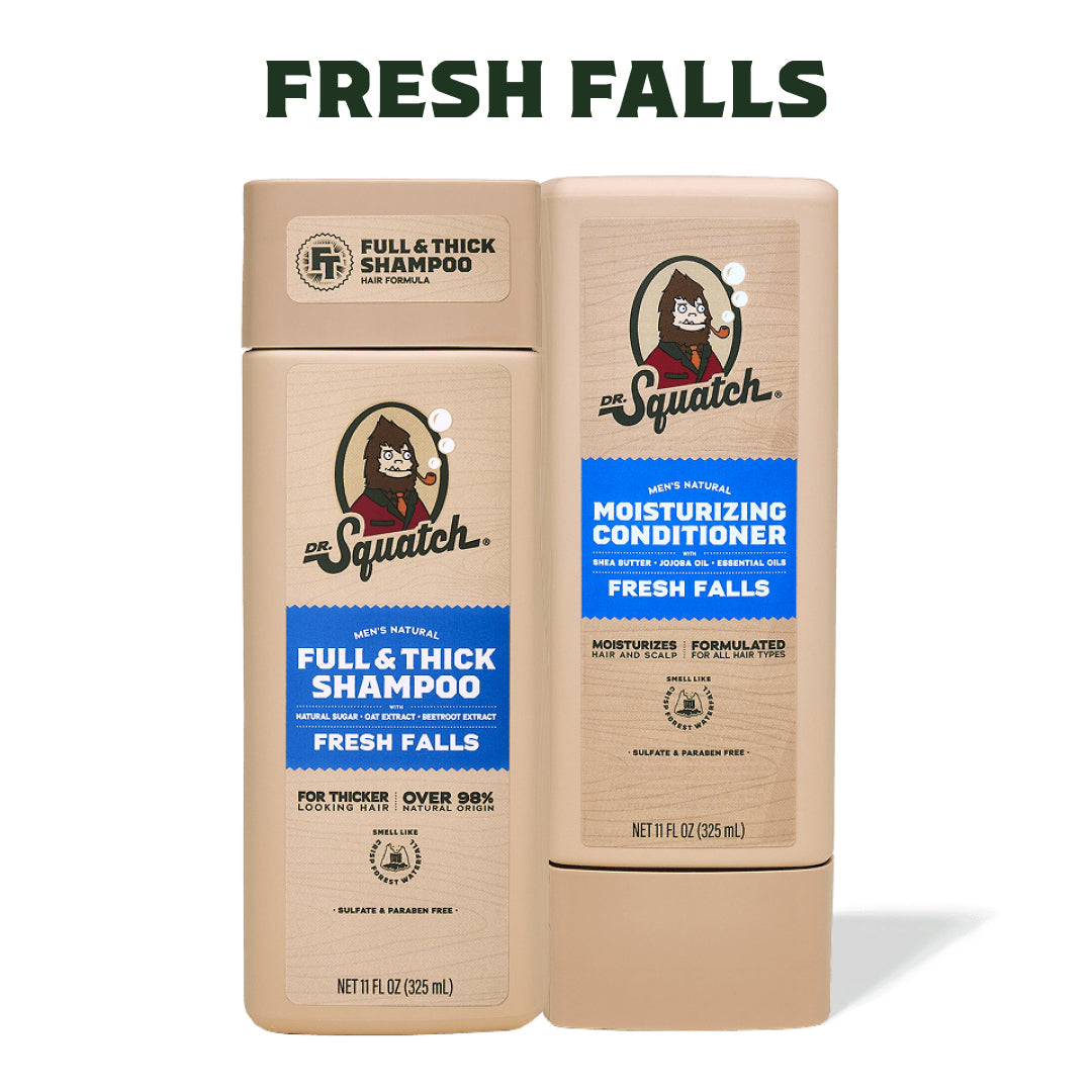 Dr. Squatch Hair Care Kit + Scalp Scrubber | Full & Thick Shampoo | Moisturizing Conditioner | Natural Products for Men - Comfort Starter-Collection