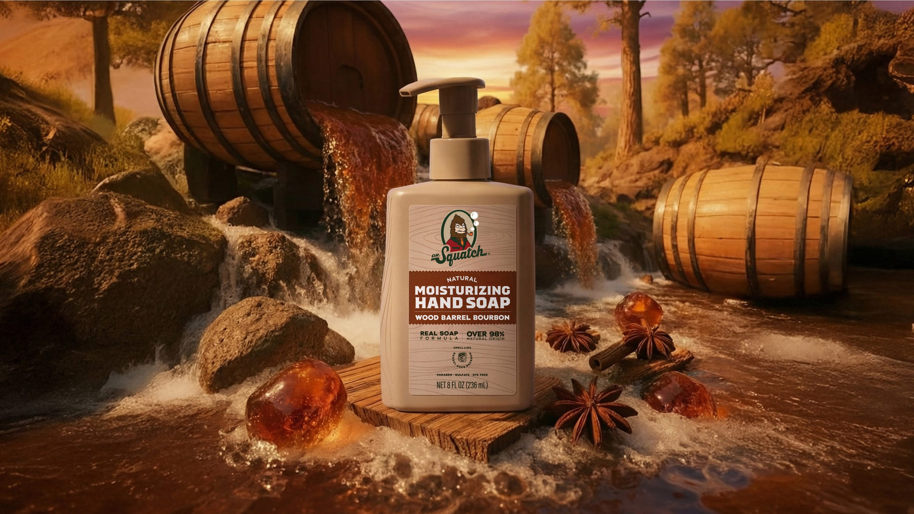 Wood Barrel Bourbon Hand Soap - Modern Canyon-Clean