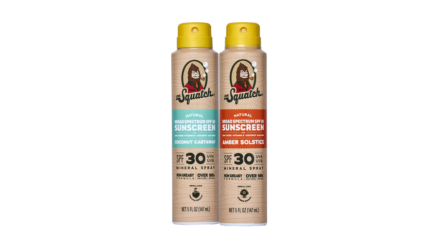 Dr. Squatch Spray Sunscreen 2-Pack | SPF 30 UVA/UVB Protection | Non-Greasy Mineral Sunscreen for Men - Smart Easy-Start