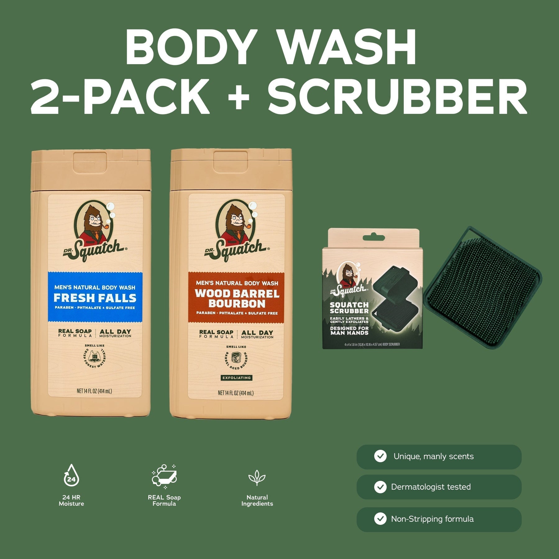 Body Wash 2-Pack + Scrubber - On-the-Go Hydration-Kit