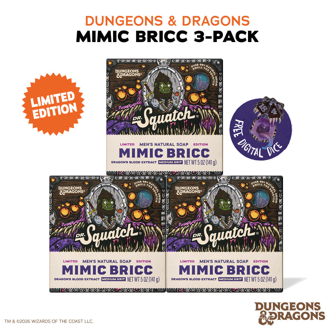 Dungeons & Dragons Mimic Bricc 3-Pack - Dr. Squatch Exclusive Limited Edition Bar Soap - Urban Hydration-Kit