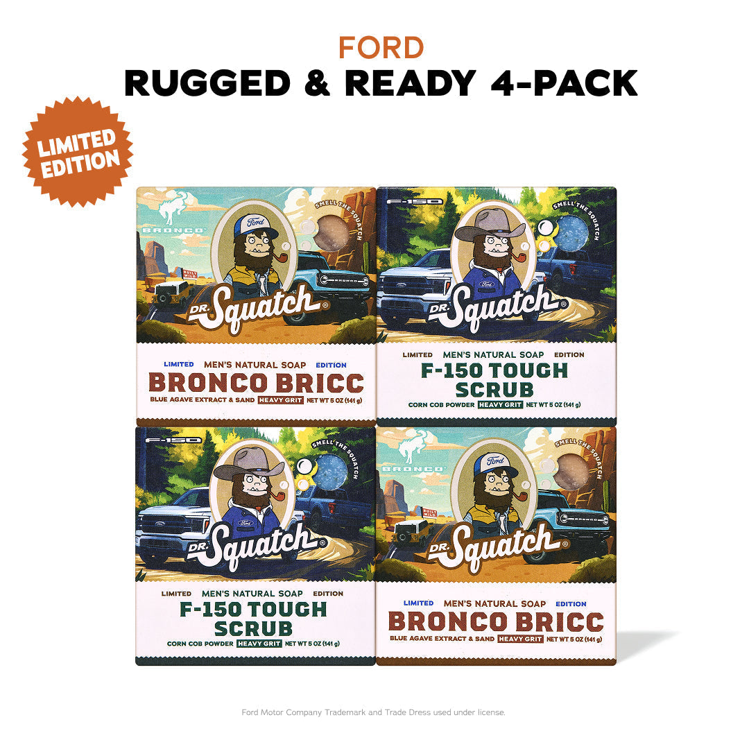 Ford Rugged & Ready 4-Pack - Dr. Squatch Exclusive Limited Edition Bar Soap - Adventure Sip-Starter