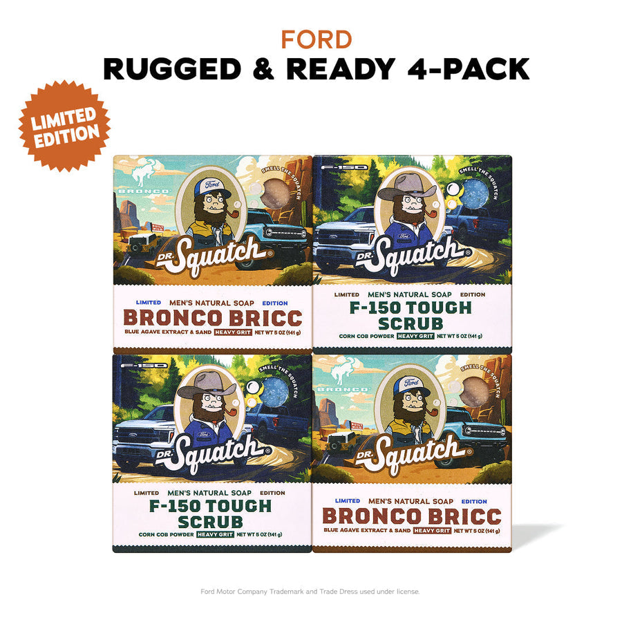 Ford Rugged & Ready 4-Pack - Dr. Squatch Exclusive Limited Edition Bar Soap - Adventure Sip-Starter
